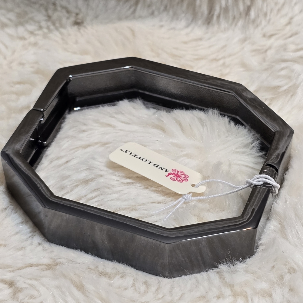 Black Octagonal Bangle Bracelet
